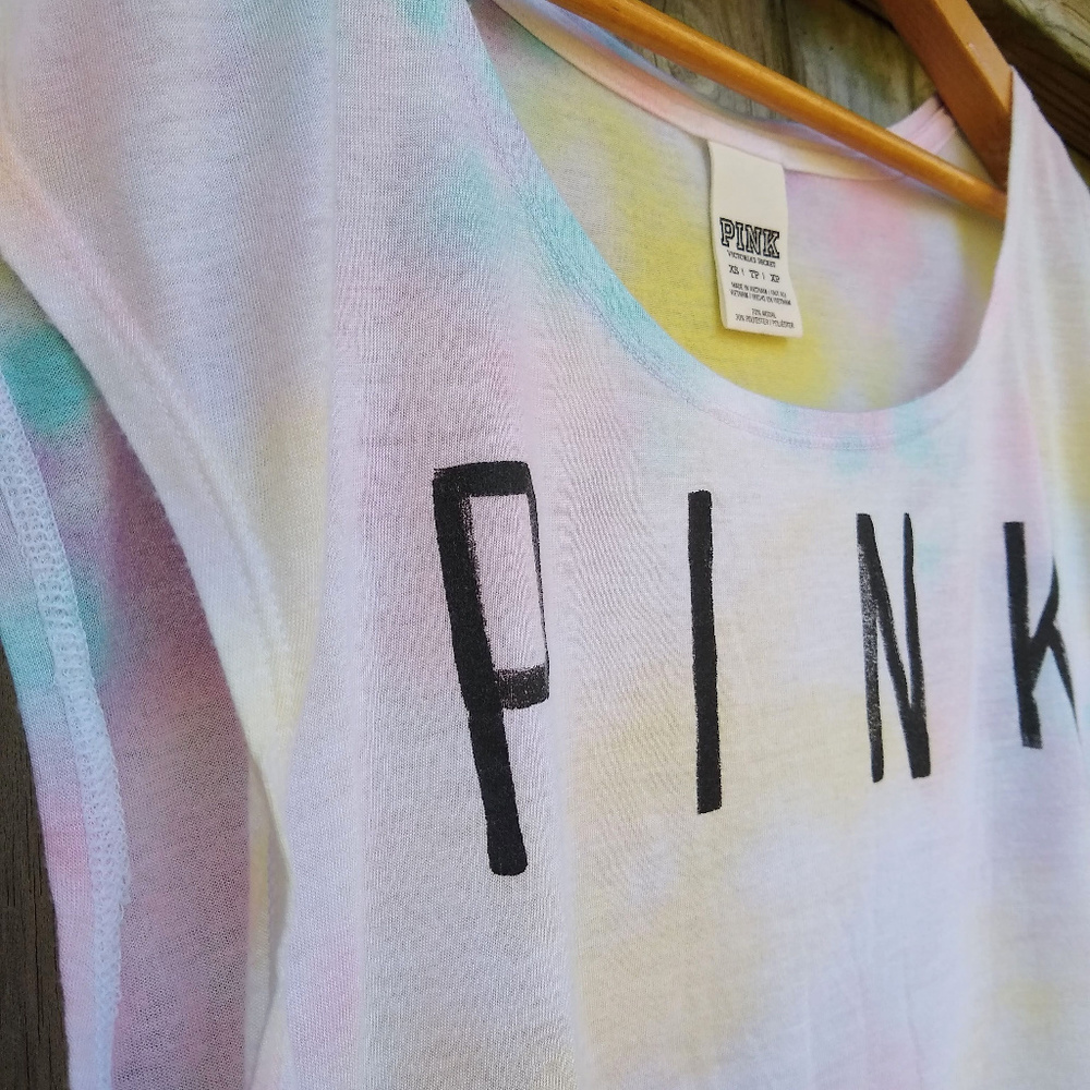 PINK Victoria's Secret Tie Dye Cropped T-Shirt - Picture 2 of 8